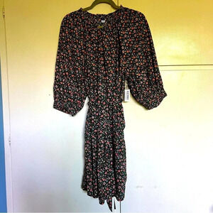 NWT Old Navy‎ Black Floral Button Dress Raglan 3/4 Sleeve Plus Size 2X